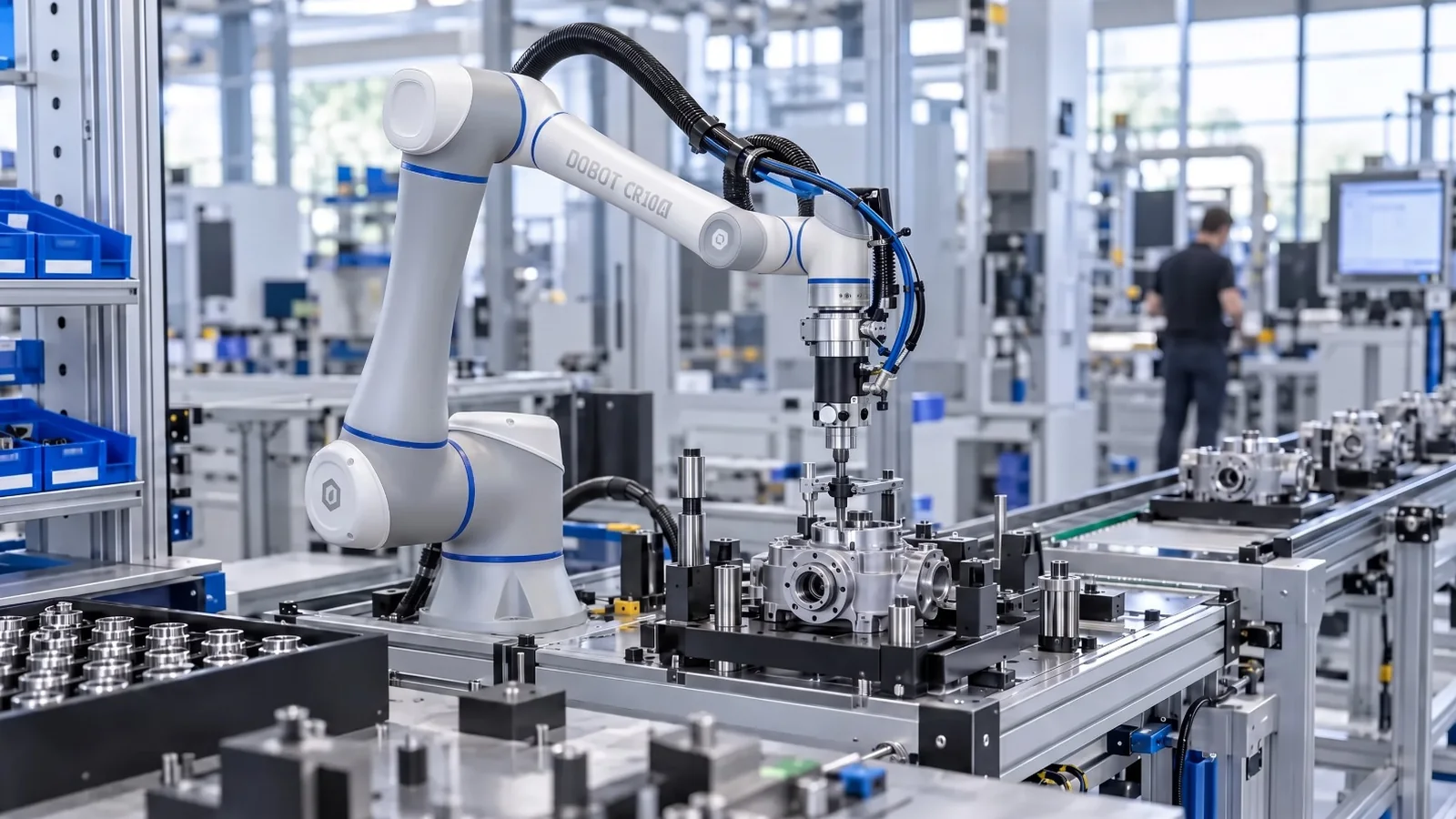Precision mechatronics assembly cell with a generic collaborative robot